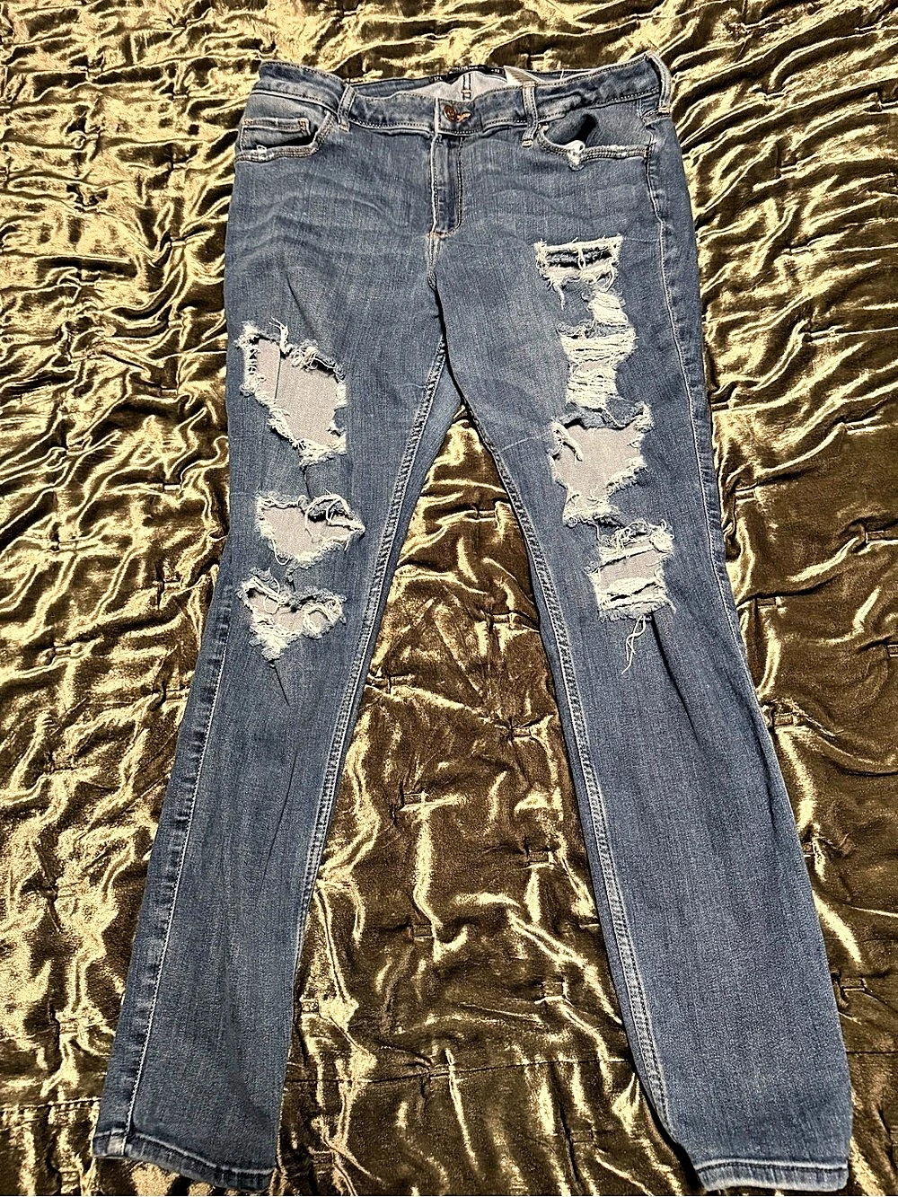 Hollister Jegging Distressed Skinny Jeans Waist 33 Blue